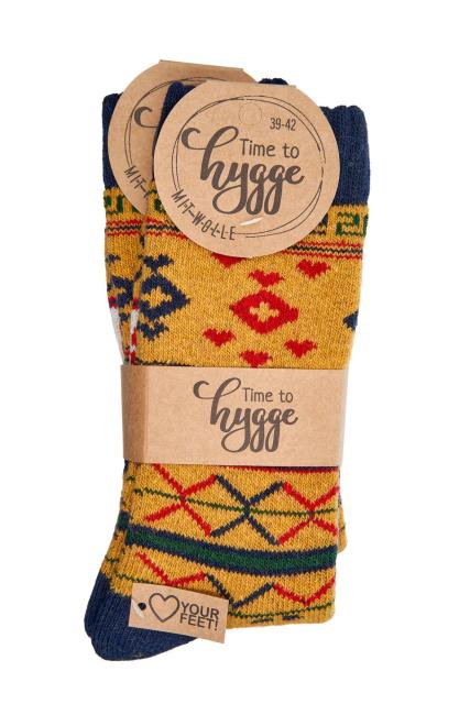 2 Paar TippTexx 24 Hygge Wollsocken, kuschelige Norwegersocken